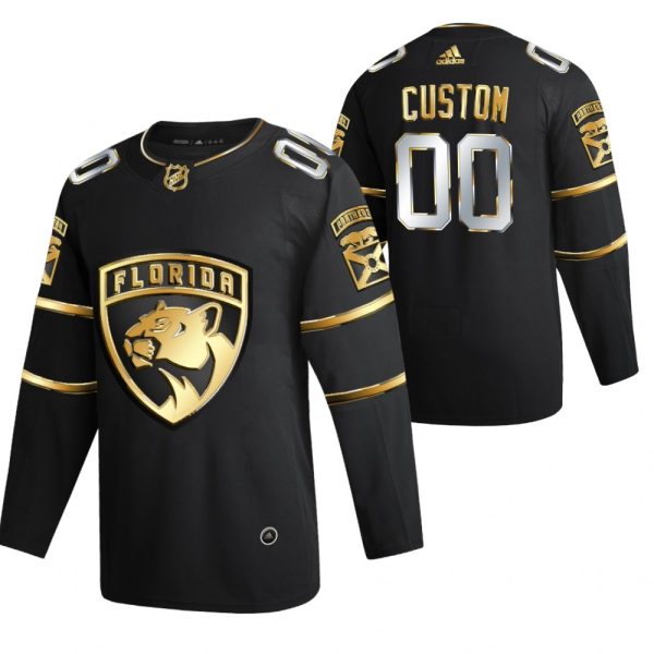 Florida Panthers Trikot Benutzerdefinierte Schwarz 2021 Golden Edition Limited Authentic